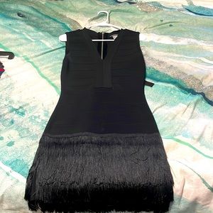 Bandage Fringe Dress Black